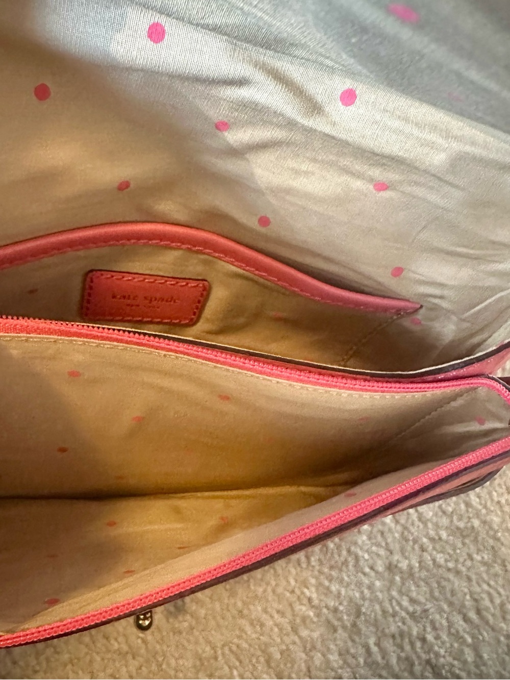 Kate Spade Sutton Gavin Coral Pink Leather Y2K Crossbody Shoulder Bag w/ Dustbag - Picture 9 of 10